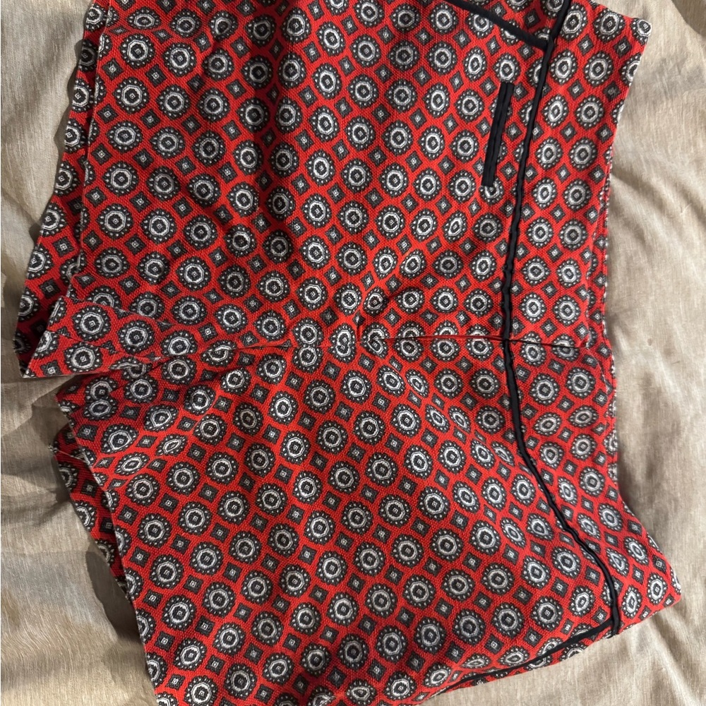 LOFT Red and Black Geometric Shorts